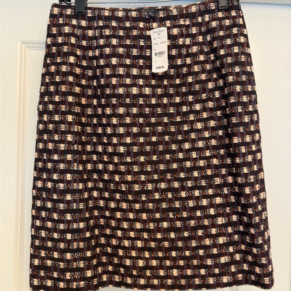 Brooks Brown and White Pencil Skirt Knee-Length Casual